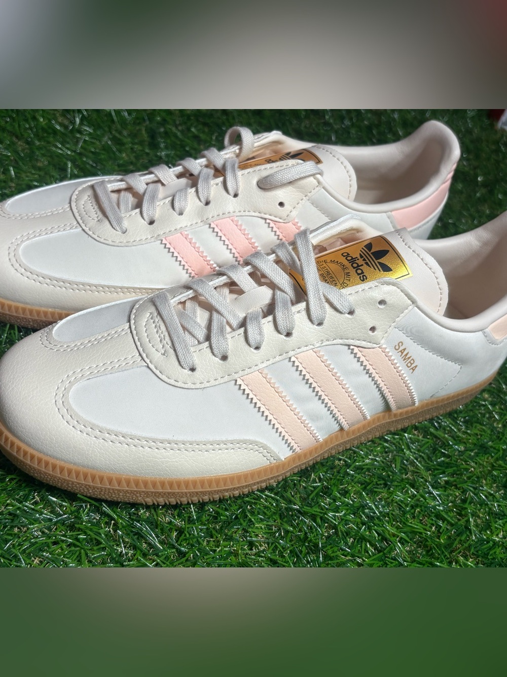adidas Women's Samba Sneakers in White, cream and Pale Pink size 5.5